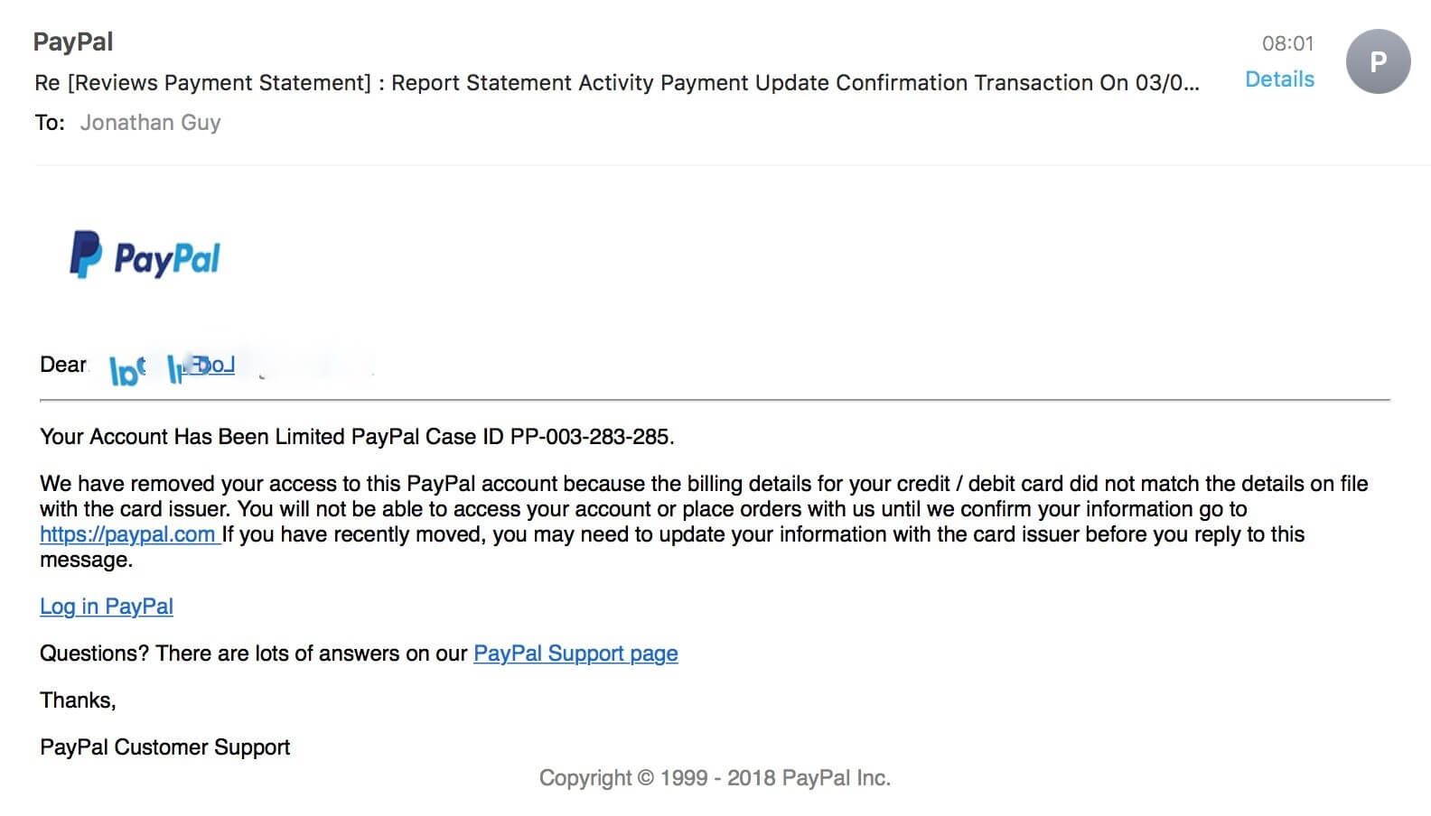 paypal scams